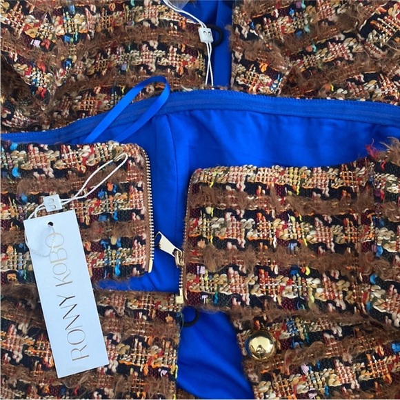 Ronny Kobo Collection cropped tweed boucle cropped jacket with tube top set NEW - Picture 13 of 15